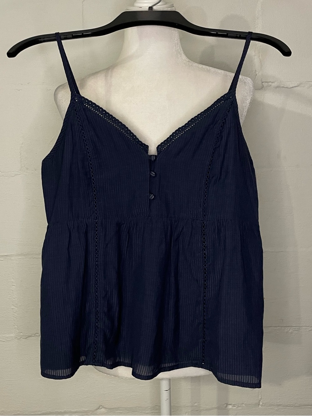 Greylin Navy V-Neck Lace-Trim Cami